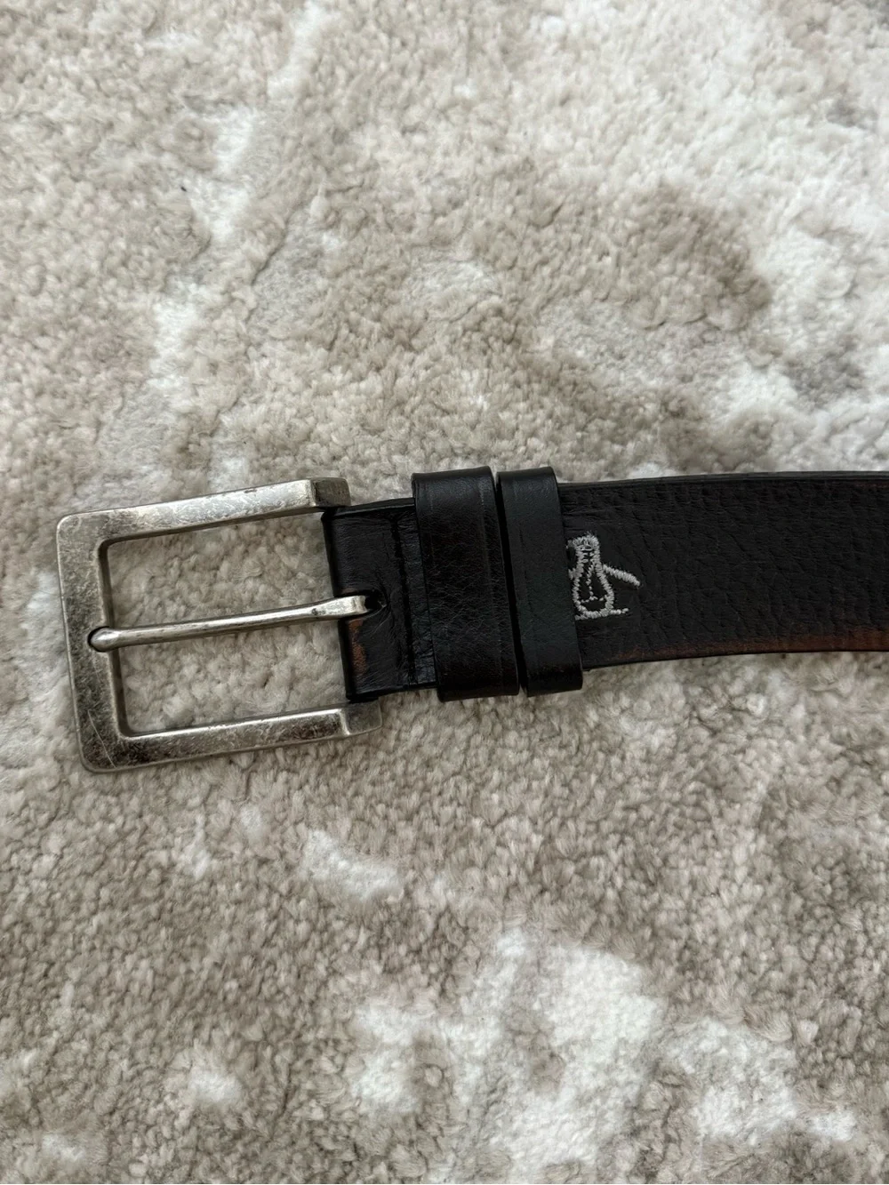 Original Penguin Black Leather Belt